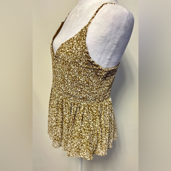 Babydoll Tan Cami V Neck Mesh Smocked Swing Y2K Style 
Women’s Size Medium - Picture 2 of 8